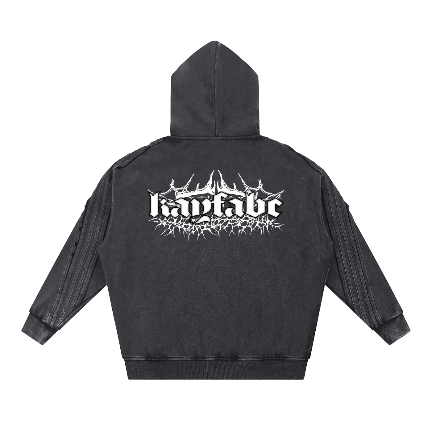 Snow Washed Tape Raw Edge Zip Hoodie