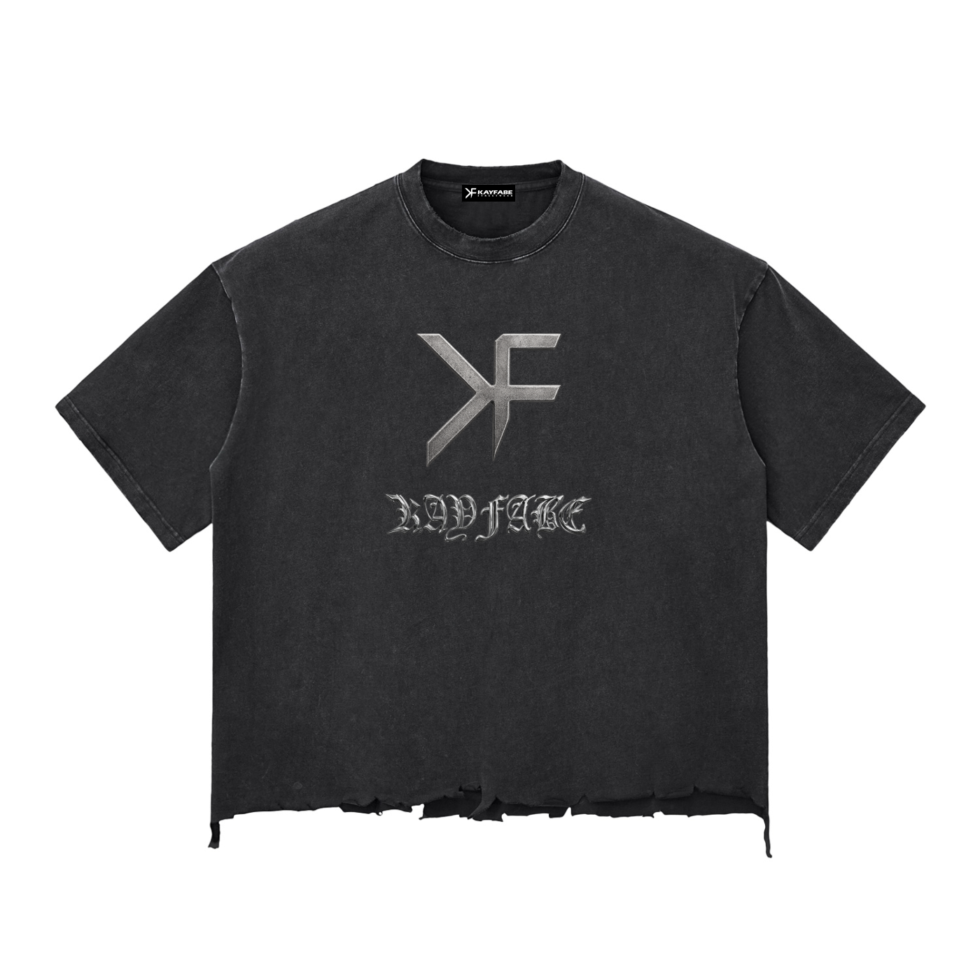 GOTHIC CHROME Snow Wash Raw-Hem Boxy T-shirt