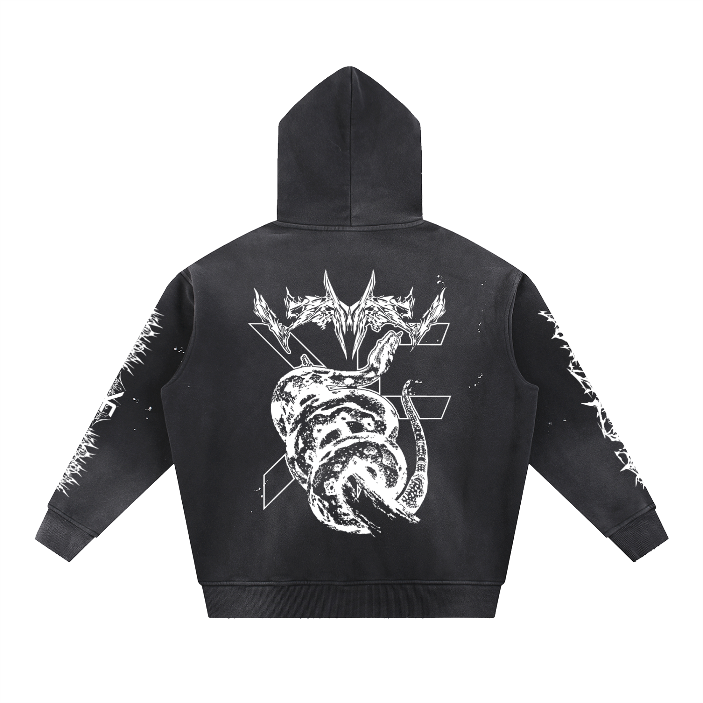 Vintage Washed Frayed Fleece Hoodie