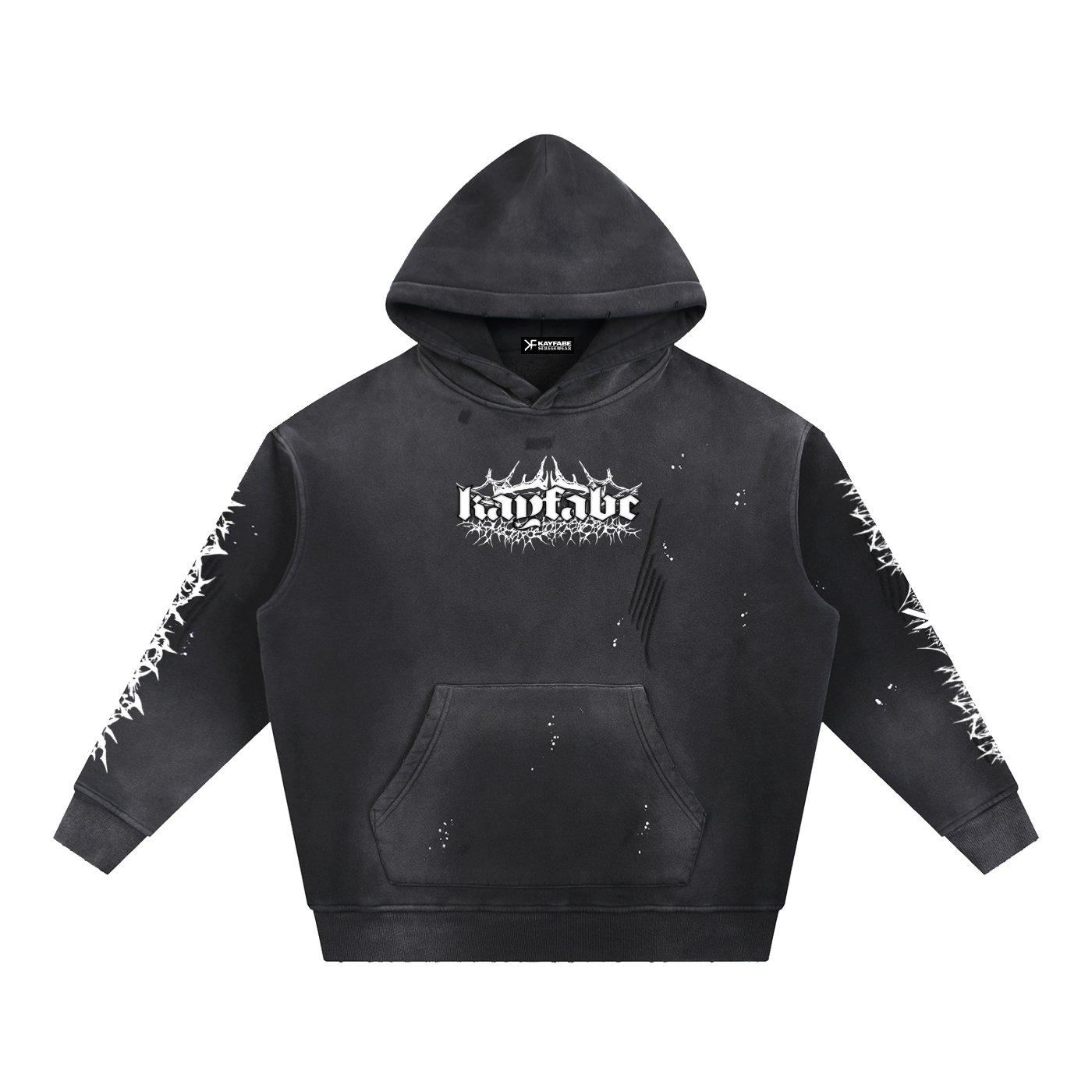 Vintage Washed Frayed Fleece Hoodie