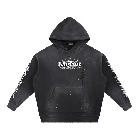 Vintage Washed Frayed Fleece Hoodie